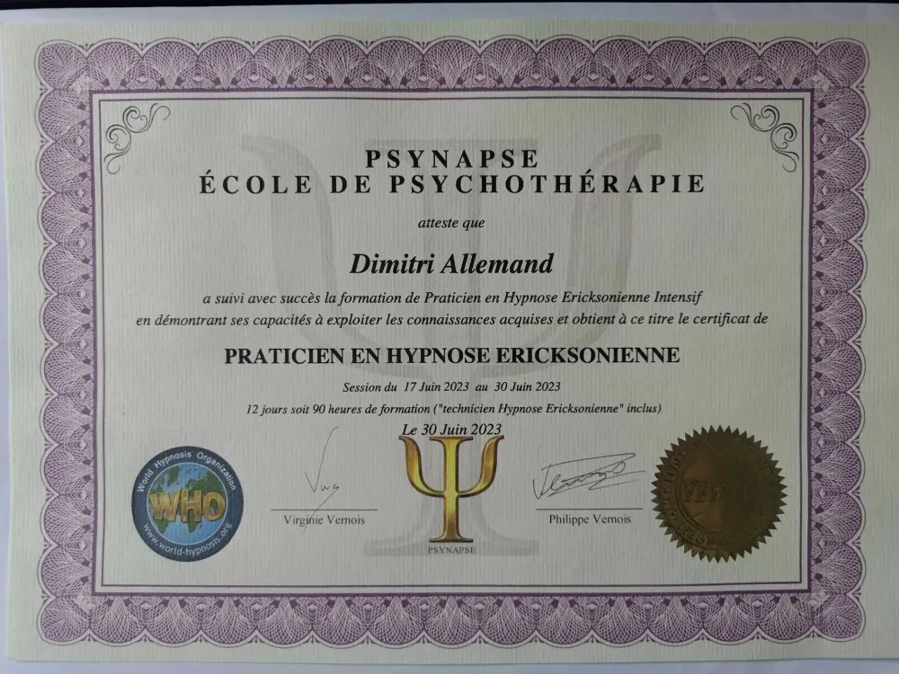 Praticien en Hypnose Ericksonienne